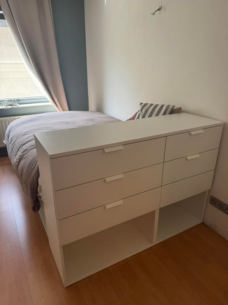 Ikea Hjälpa bed 1m40 met ladenkast en veel bergruimte, Ophalen, Zo goed als nieuw
