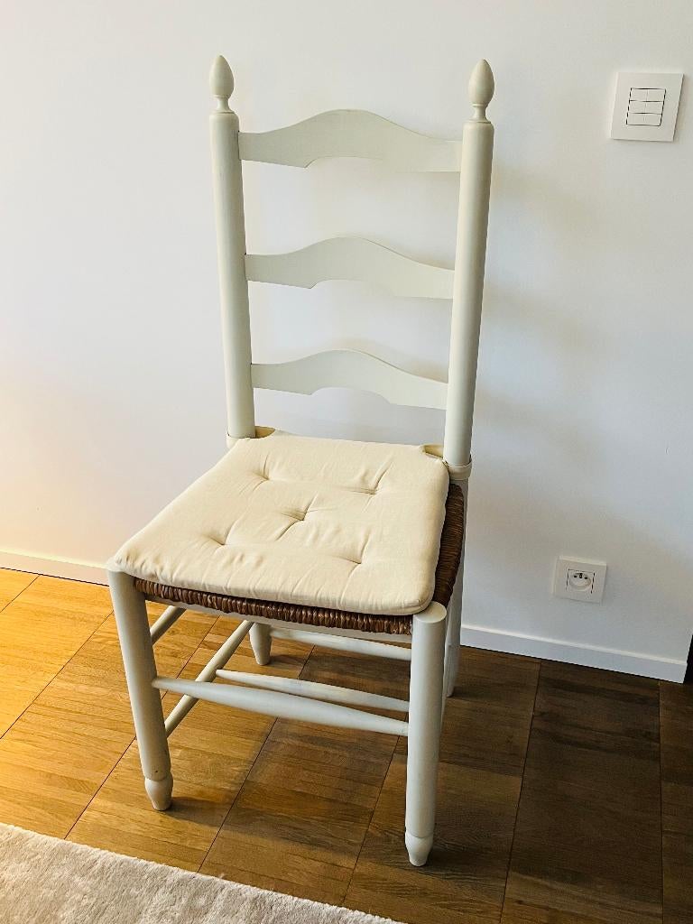 klassieke eetkamerstoel met rieten zitting, Ophalen, Wit, Vijf, Zes of meer stoelen, Hout