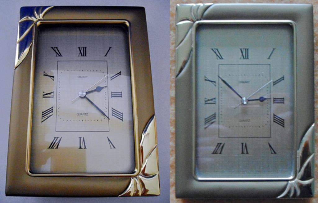 Horloge à quartz à poser/pendre argentée ou dorée, NEUVE, Enlèvement ou Envoi, Neuf, Autres types