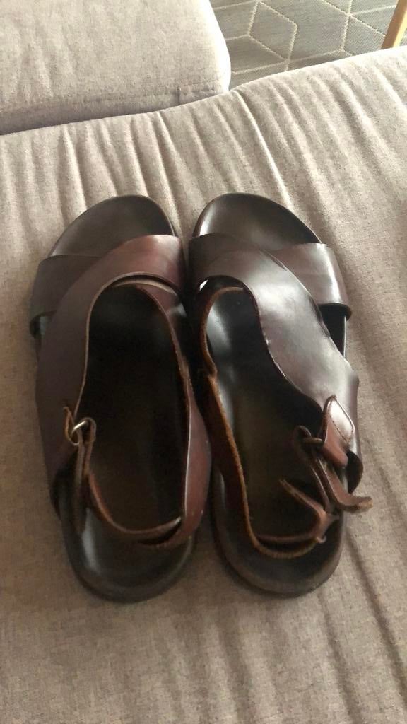 Heren sandalen leder. Bruin 44, Bruin, Gedragen, Ophalen, Sandalen