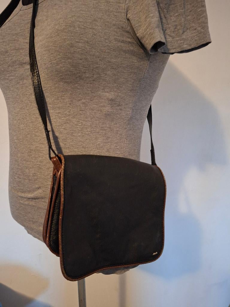 Berba leren handtas cognac/donkerbruin compact 20x18 cm, Envoi, Utilisé, Noir, Sac à main