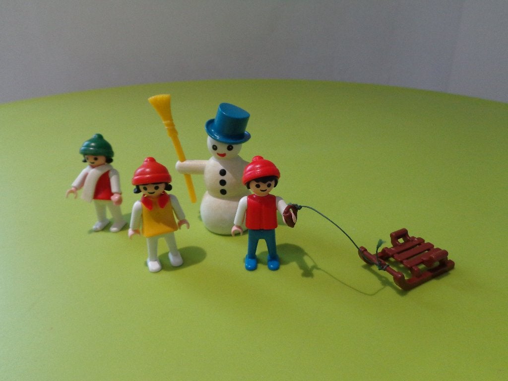 Playmobil bonhomme de neige et 3 enfants - 3393  vintage, Enlèvement ou Envoi, Autres séries, Comme neuf, Kit complet