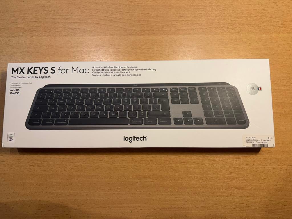 Logitech MX Keys S for mac AZERTY - Topstaat, Computers en Software, Toetsenborden, Zo goed als nieuw, Azerty, Draadloos, Ophalen of Verzenden