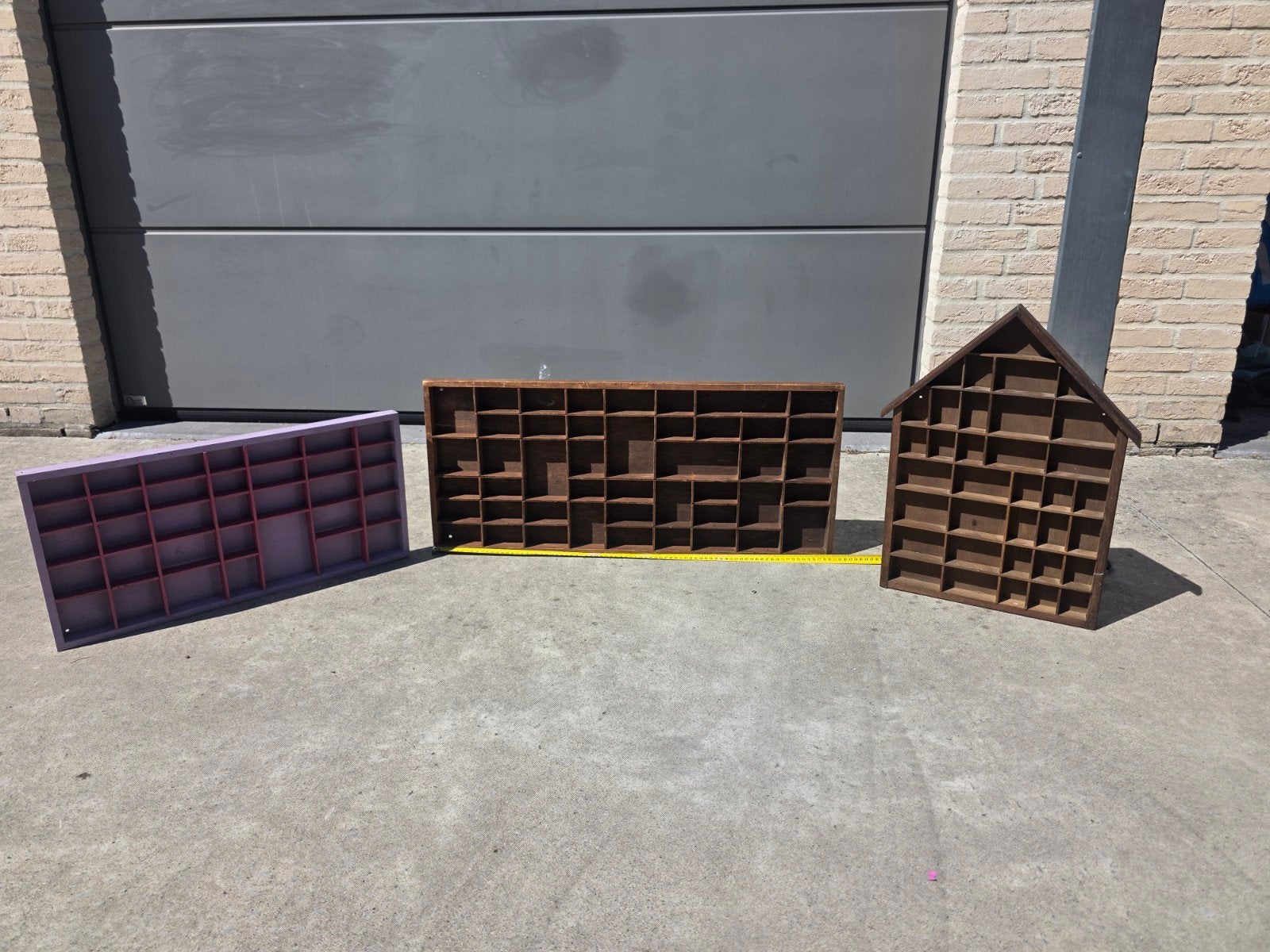 3 Vintage letterbakken houten printer trays  wanddecoratie, Gebruikt, Industrieel, Hout, Decoratieobject