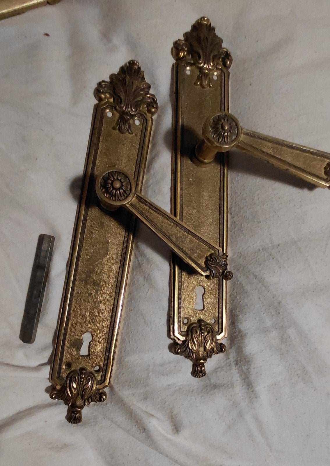 Set antiek messing deurklinken, Ophalen of Verzenden