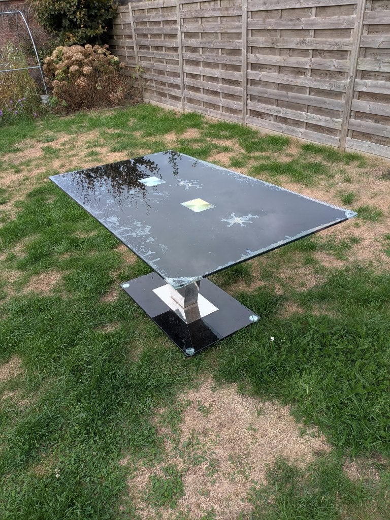 Glazen tafel 160x90x73 cm, Jardin & Terrasse, Enlèvement, Utilisé, Rectangulaire, Autres matériaux