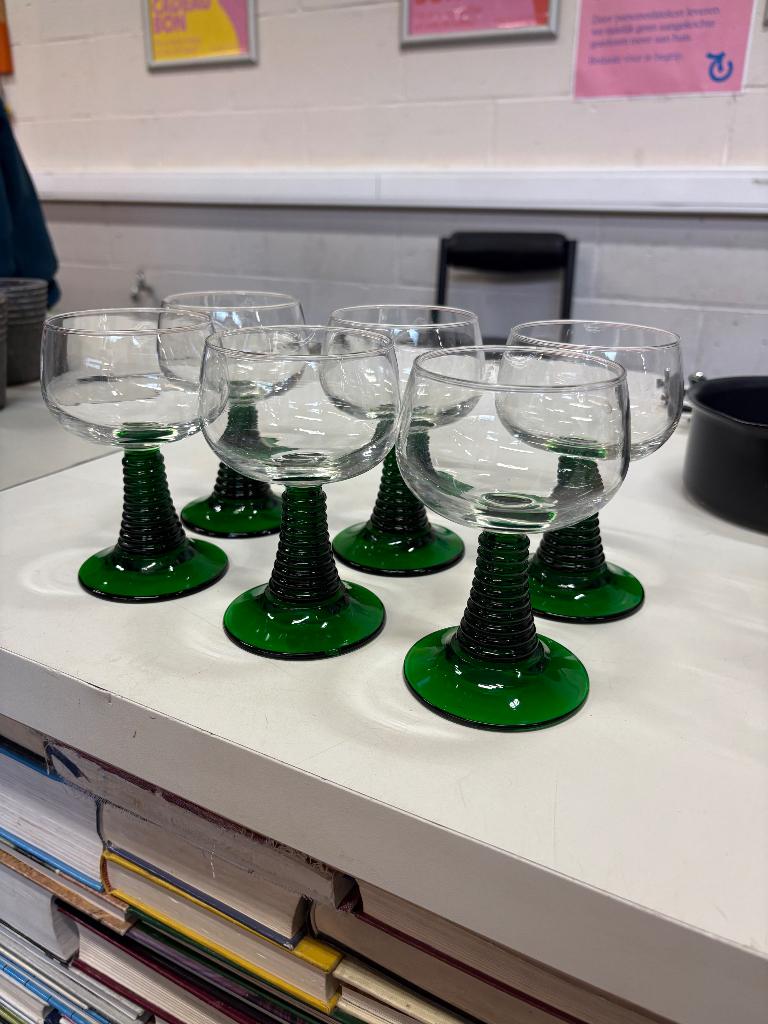 Luminarc set 6 glazen vintage groen, Verzamelen, Ophalen of Verzenden, Zo goed als nieuw, Overige typen