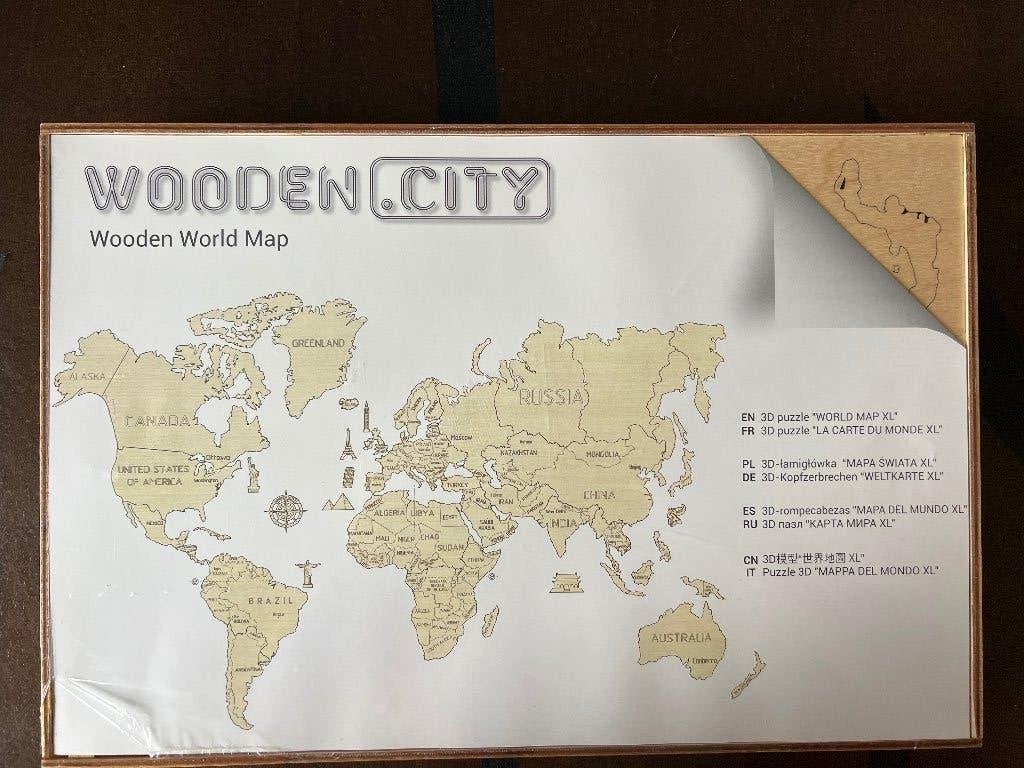 3D houten wereldkaart puzzel muur, Huis en Inrichting, Ophalen, 120 cm, Hout, 80 cm