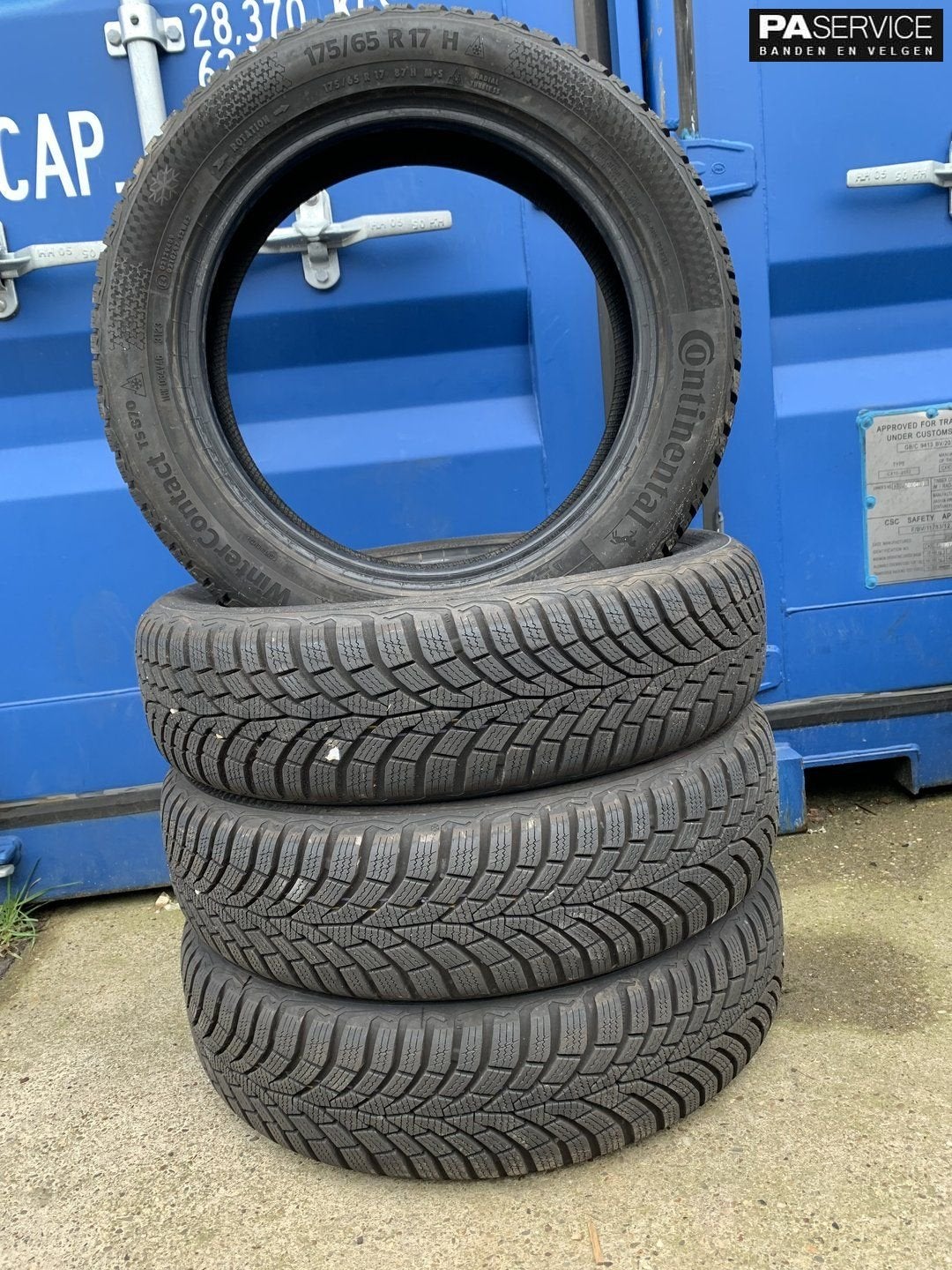 4x Continental 175 65 17 winterbanden met 7.5 en 7.3 mm, Auto-onderdelen, Gebruikt, Velg(en), -, -