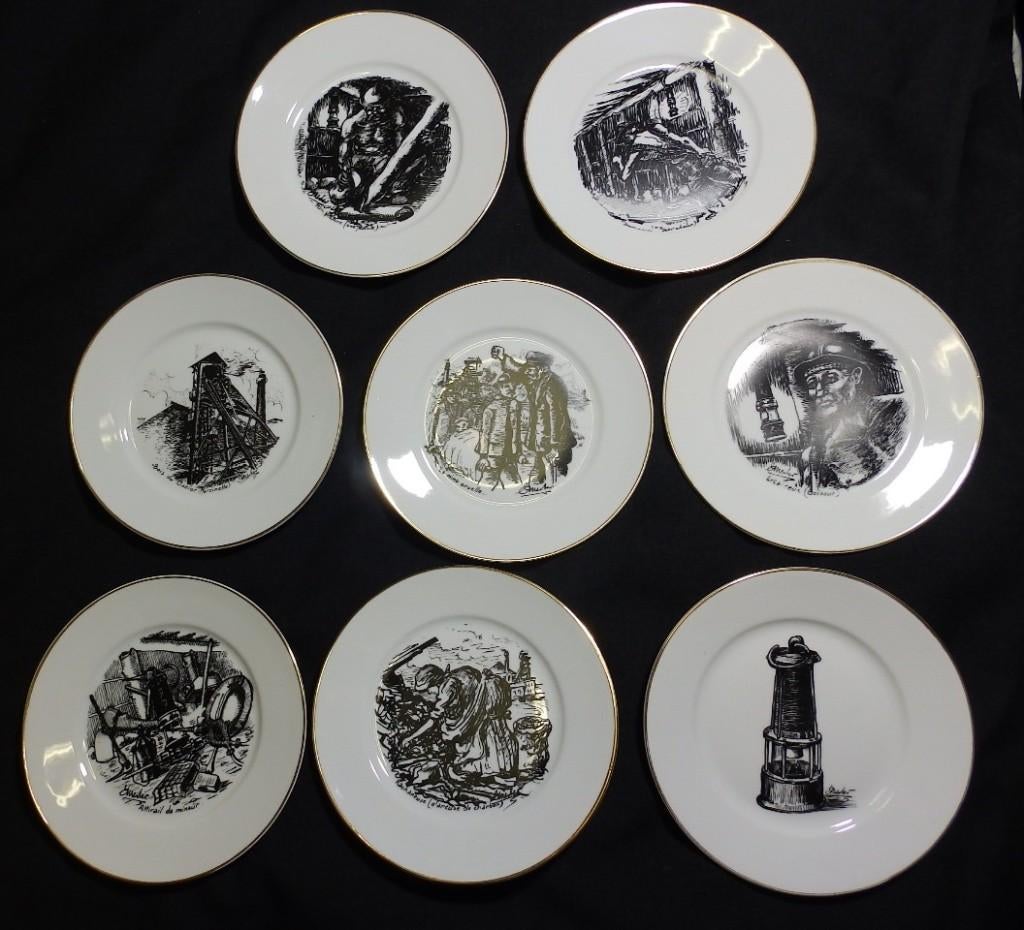 8 assiettes décoratives Mines Charbonnages Emile Mester, Enlèvement ou Envoi
