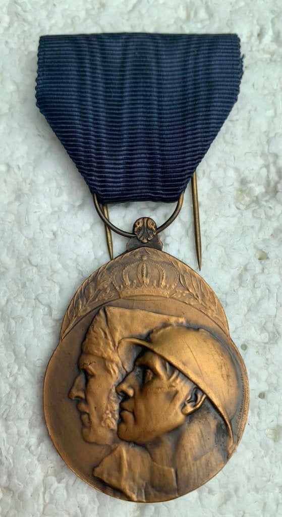 Medaille, WO-1 Vrijwilligersmedaille, VOLUNTARIIS 14-18, Verzamelen, Ophalen of Verzenden, Landmacht, Lintje, Medaille of Wings