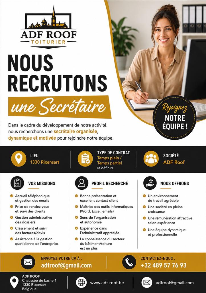 Recherche Secrétaire Administrative Mi-Temps, Vacatures, Vacatures | Administratie en Secretariaat, Vanaf 5 jaar, Vast contract
