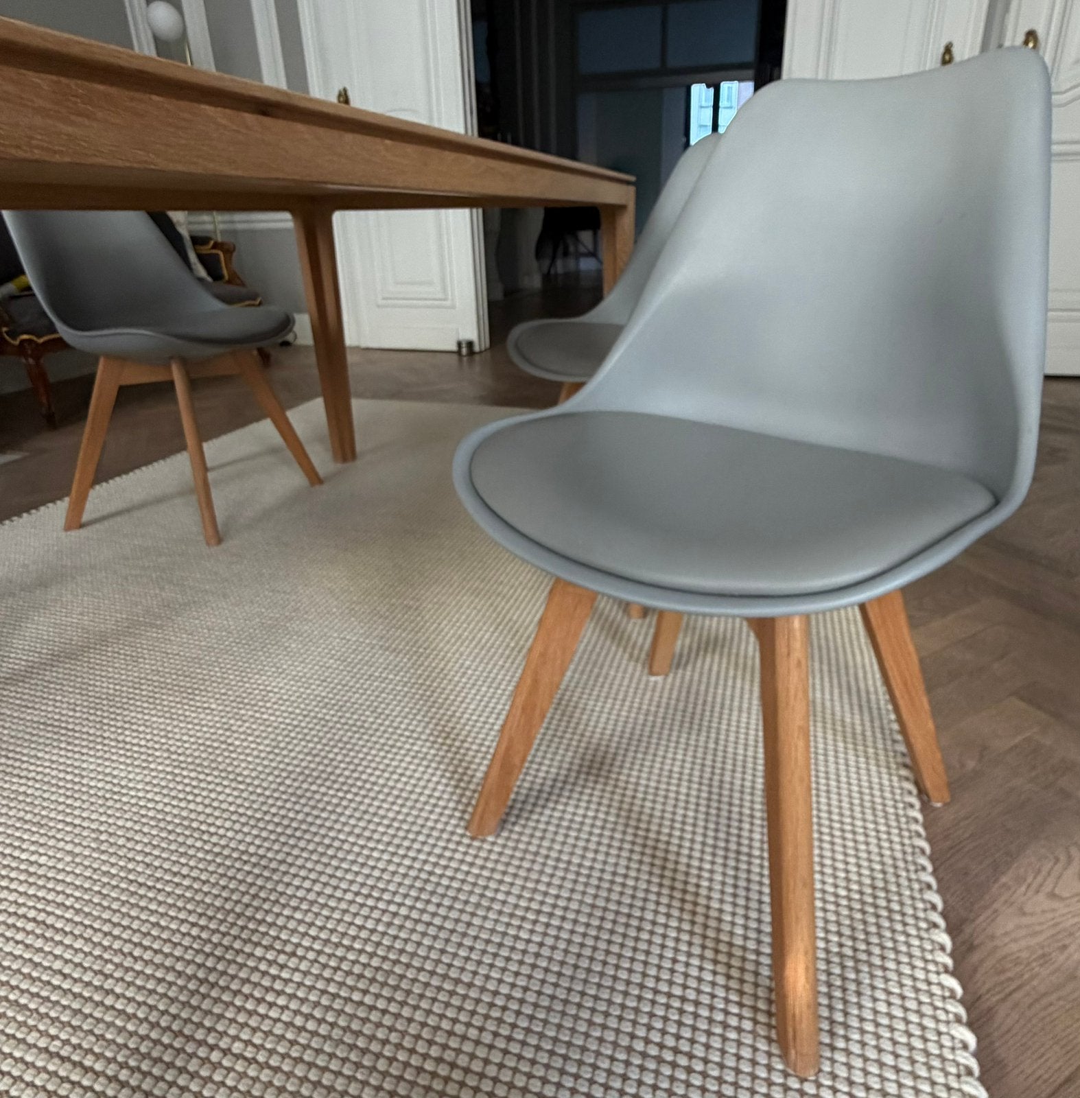 4 chaises salon bon état, Maison & Meubles, Enlèvement, Utilisé, Gris, Cuir