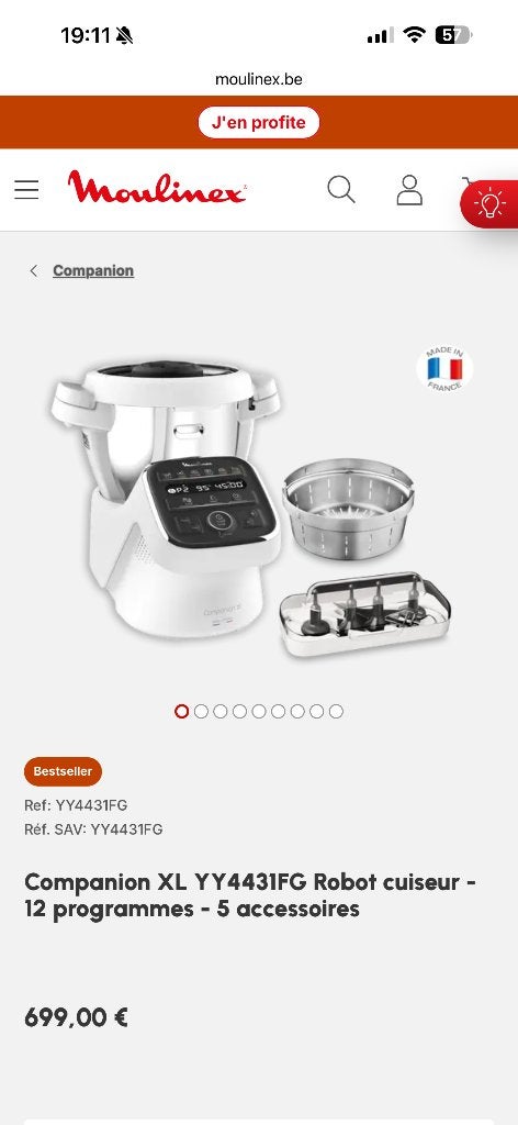Moulinex companion xl, Electroménager, Enlèvement, Comme neuf, Résiste au lave-vaisselle, 3 vitesses ou plus