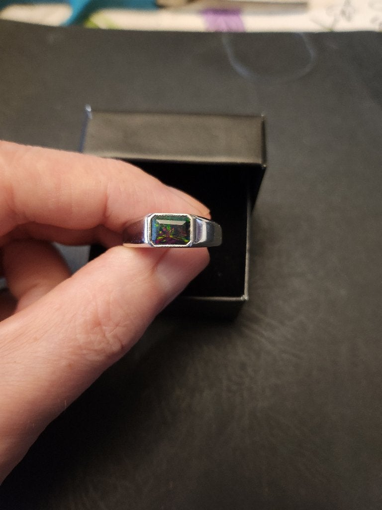 Ring zilver,  met de echte zeldzame mezezo opaal, maat 19, Ophalen of Verzenden, Nieuw