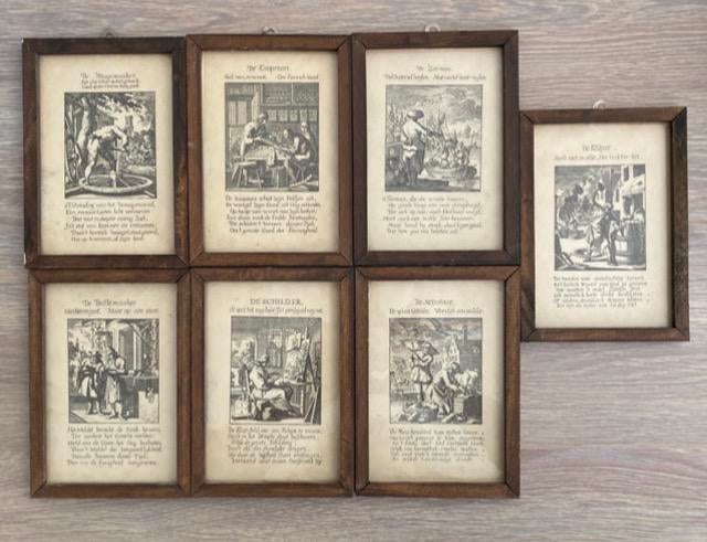 Deze prenten zijn uit boek Spiegel van Menselyk Bedryf 1694, Verzamelen, Ophalen of Verzenden, Zo goed als nieuw