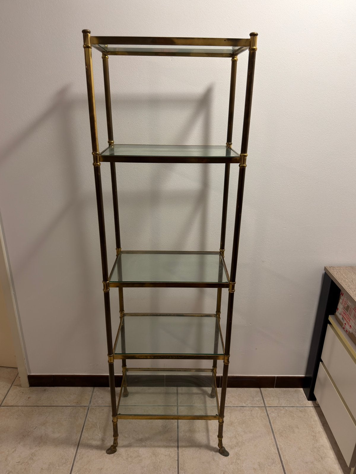 Étagère en laiton | armoire | étagère avec verre 164x48x32, Enlèvement