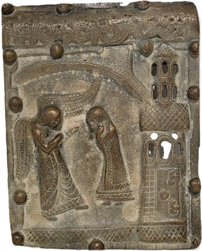 Antiek Bronzen paneel uit tabernakel., Antiek en Kunst, Ophalen of Verzenden, Brons