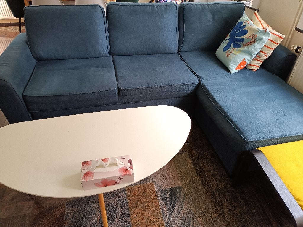 Canapé d'angle convertible 3/4 places bleu nuit, Maison & Meubles, Enlèvement, Comme neuf, Trois personnes, Banc d'angle