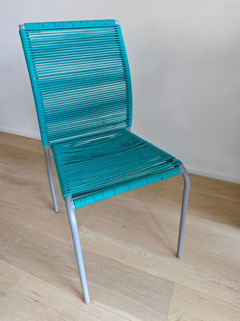 Lot de 8 chaises design style "Scoubidou" en cordage textile, Tissus, Comme neuf, Enlèvement, Cinq, Six Chaises ou plus