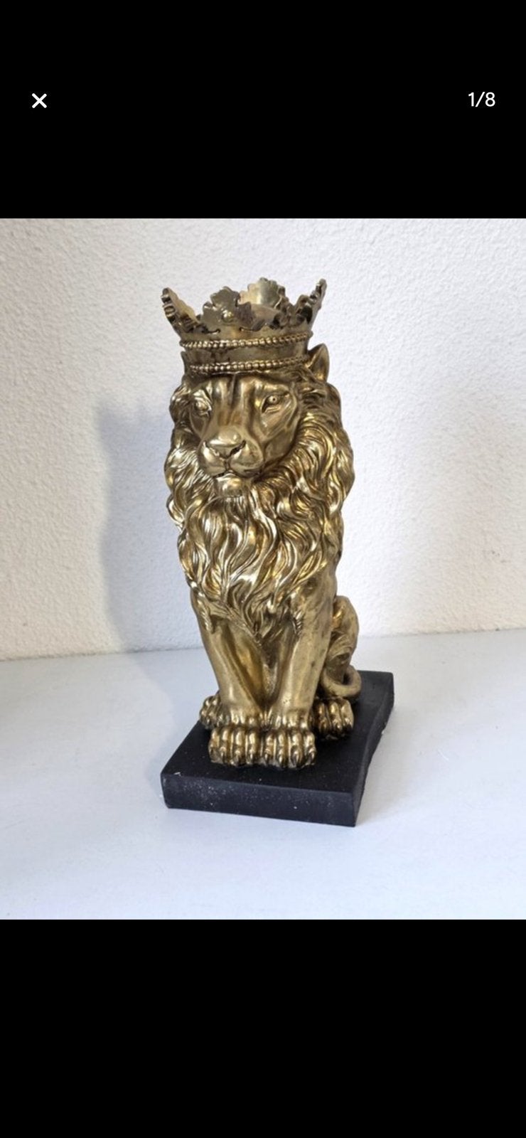 Exclusief Gouden Leeuw met Kroon – XL Beeld – Decoratie, Huis en Inrichting, Woonaccessoires | Zuilen en Pilaren, Zo goed als nieuw
