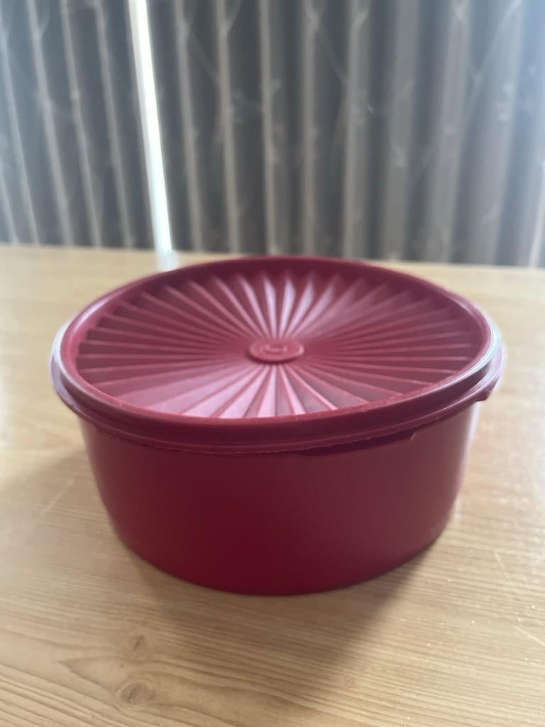 Koekendoos Tupperware, Ophalen, Gebruikt, Rood, Bus of Trommel