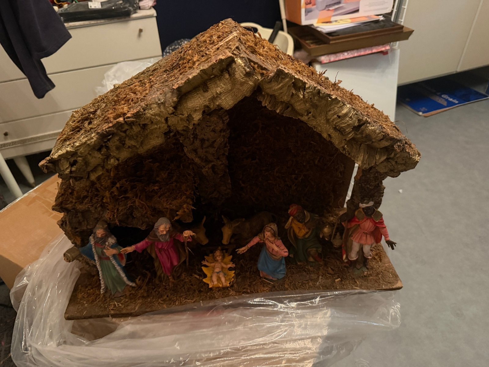 Kerststal 55x20x40 cm, Diversen, Kerst, Ophalen of Verzenden, Zo goed als nieuw