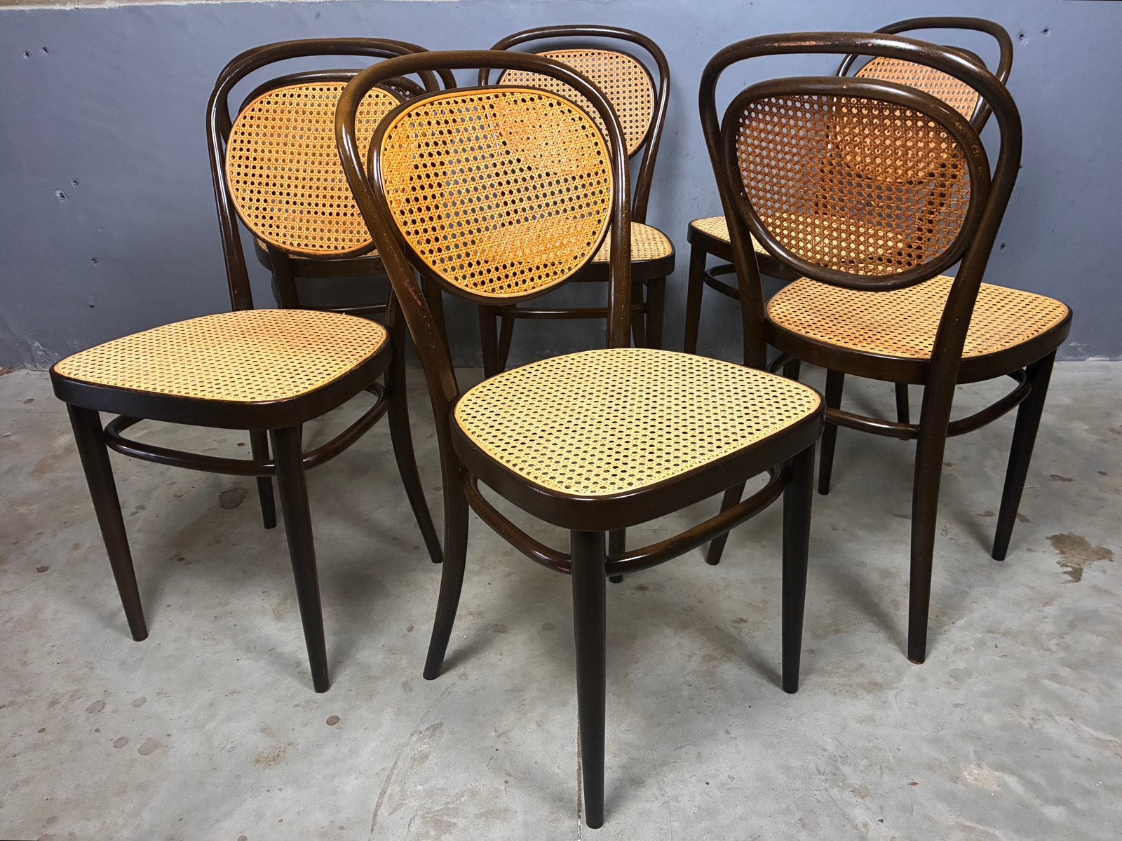 Thonet 215r 6 stuks stoelen classic design, Ophalen, Gebruikt, Bruin, Vintage klassiek design Thonet bentwood Hoffman