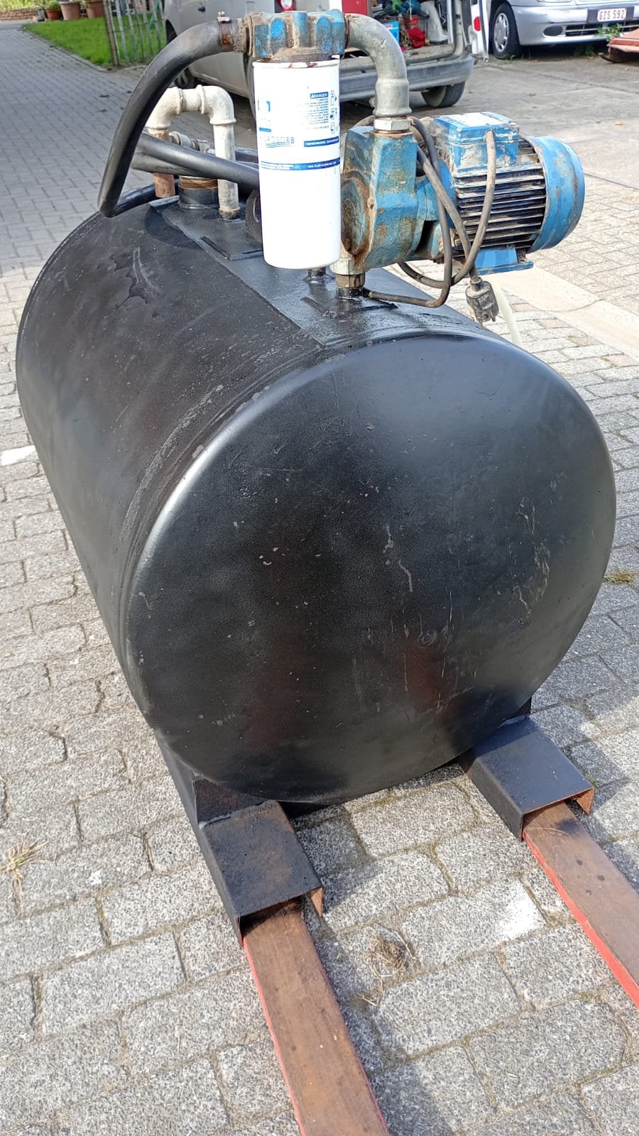 Mazoutvat +- 600l, Ophalen