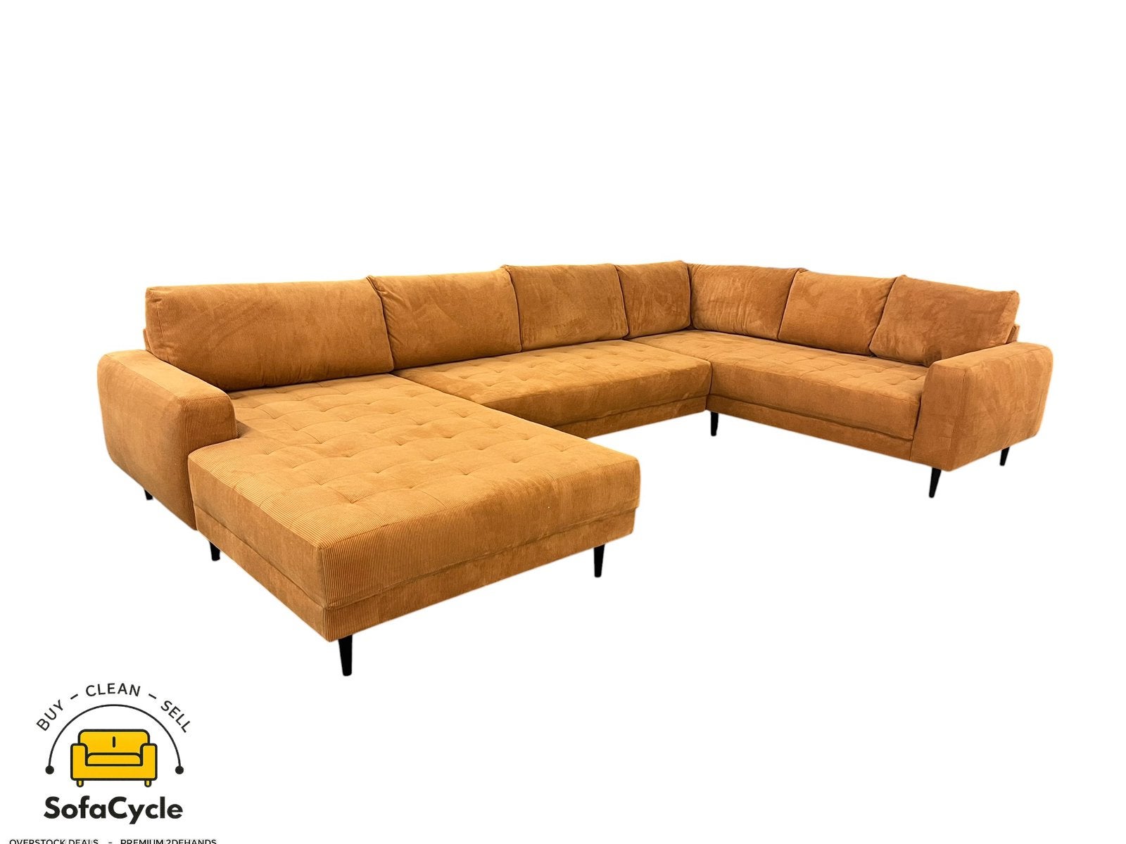 Fauteuil en U côtelé cognac — Surstock/livraison à domicile, Neuf, Enlèvement ou Envoi, SofaCycle, Info@sofacycle.be