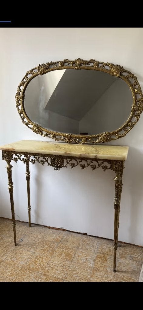 Marmeren tafel en spiegel antiek, Antiek en Kunst, Ophalen