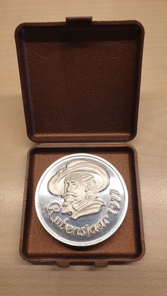 Zilveren Rubens munt Rubensjaar Antwerpen 1977 38mm 25g, Ophalen, Zilver