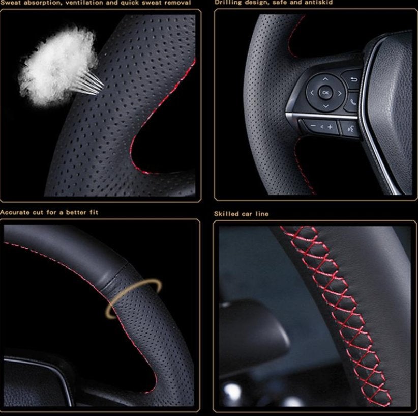 Stuurwielhoes Mewant Toyota Corolla, Rav4, Camry 2018-2020, Auto's, Corolla, Zwart, Leder, Break