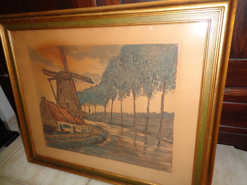M.Flament(Bruxelles 1884)-Belle peinture -Voir au PIRON, BAS, Antiquités & Art, Enlèvement ou Envoi, Sous verre, Toile