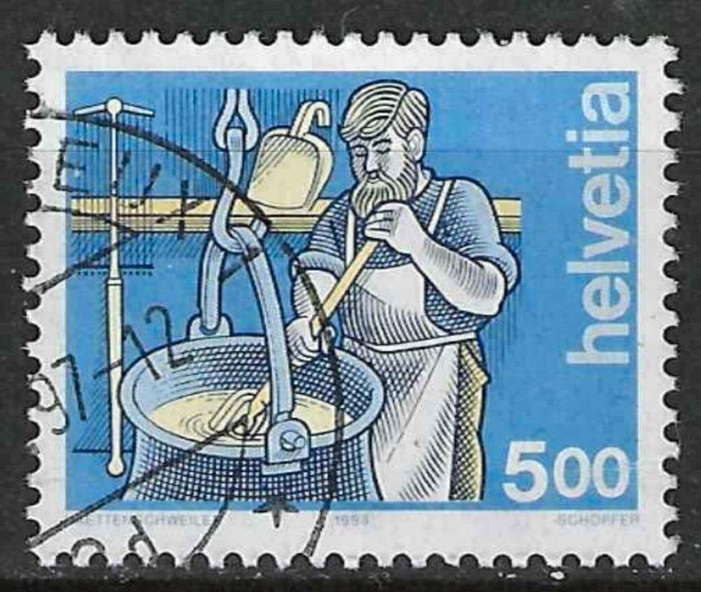 Suisse 1993 - Yvert 1434 - The Cheesemaker (ST), Timbres & Monnaies, Timbres | Europe | Suisse, Affranchi, Envoi
