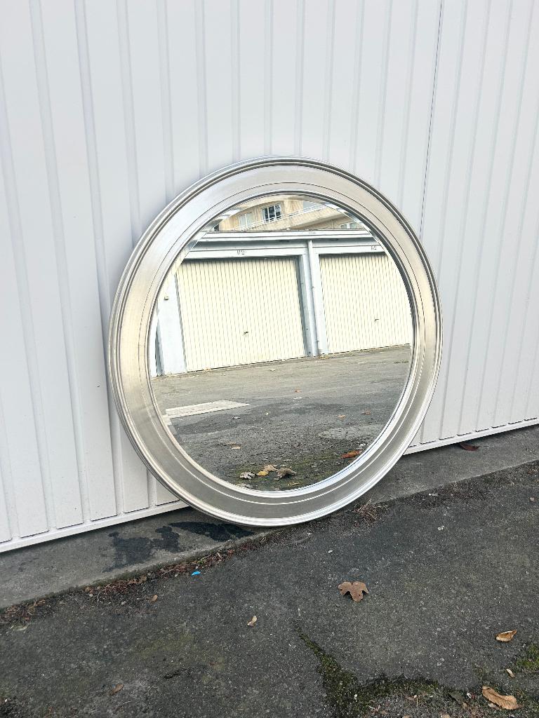 Superbe très grand miroir biseauté en bois 93 cm, Enlèvement, Rond, 75 à 100 cm, Moins de 100 cm