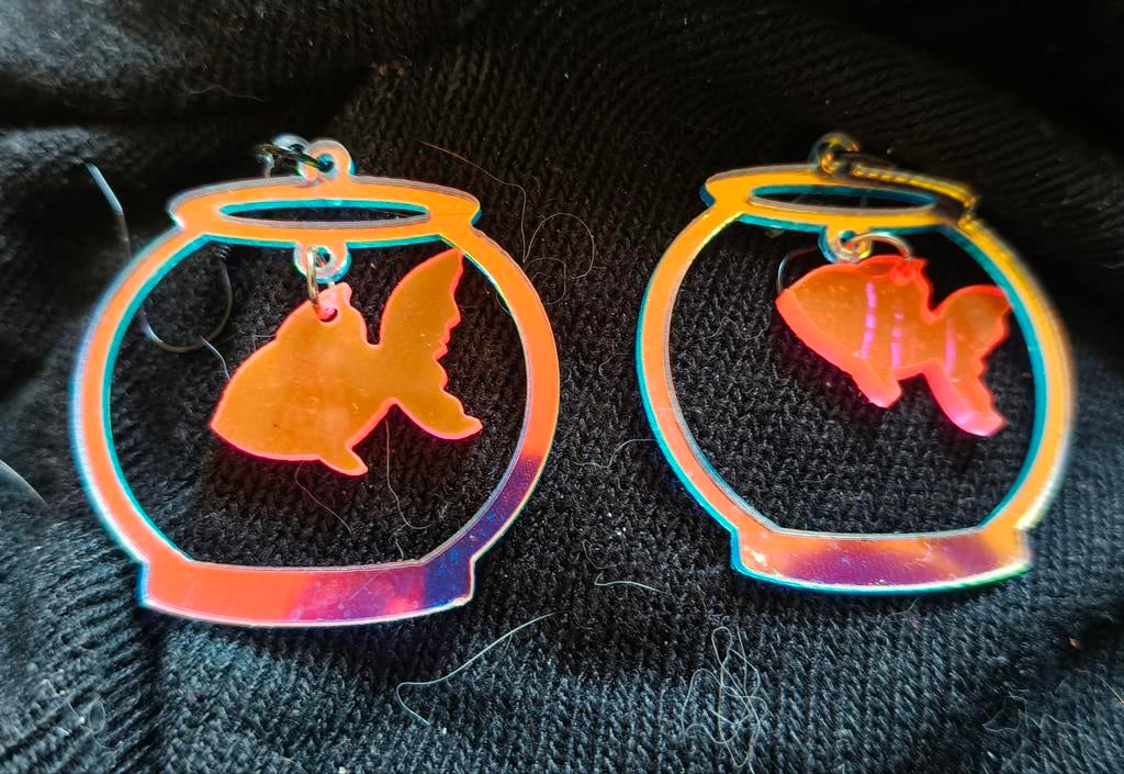 Visjes in bokaal oorbellen, Handtassen en Accessoires, Oorbellen, Overige materialen, Hangers, Nieuw, Oranje