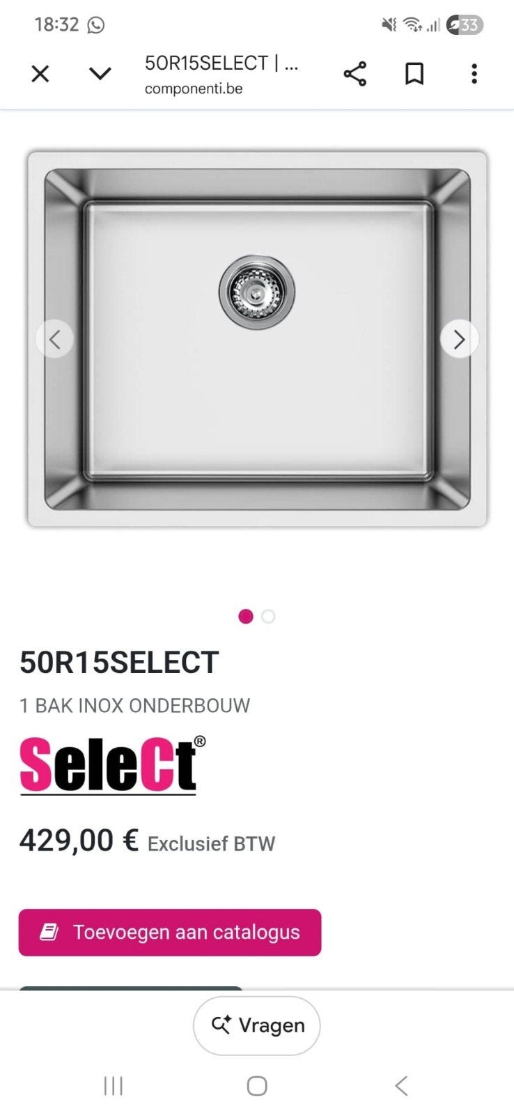 Asil onderbouw spoelbak inox, Bricolage & Construction, Sanitaire, Neuf, Lavabo, Inox, Enlèvement