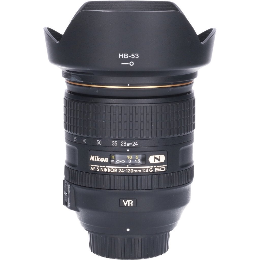Nikon AF-S 24-120mm F/4.0G ED VR + HB-53 + Soft lens hoes, Audio, Tv en Foto, Ophalen, Nikon, Zo goed als nieuw, Beschermhoes/tas