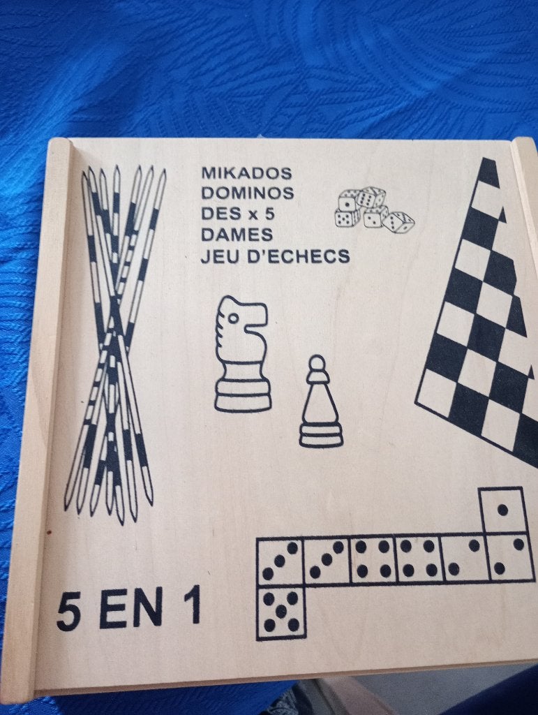 Kit jeux Mikados Dominos dés dames echecw, Trois ou quatre joueurs, Enlèvement, Neuf, Autre