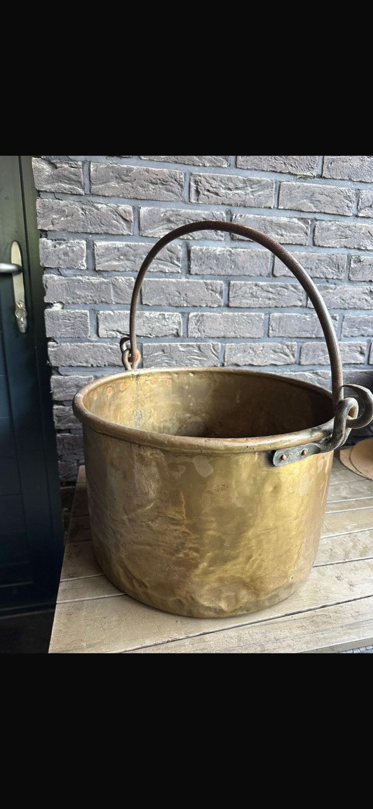 Autentieke koperen pot mét handvat, Ophalen, Koper