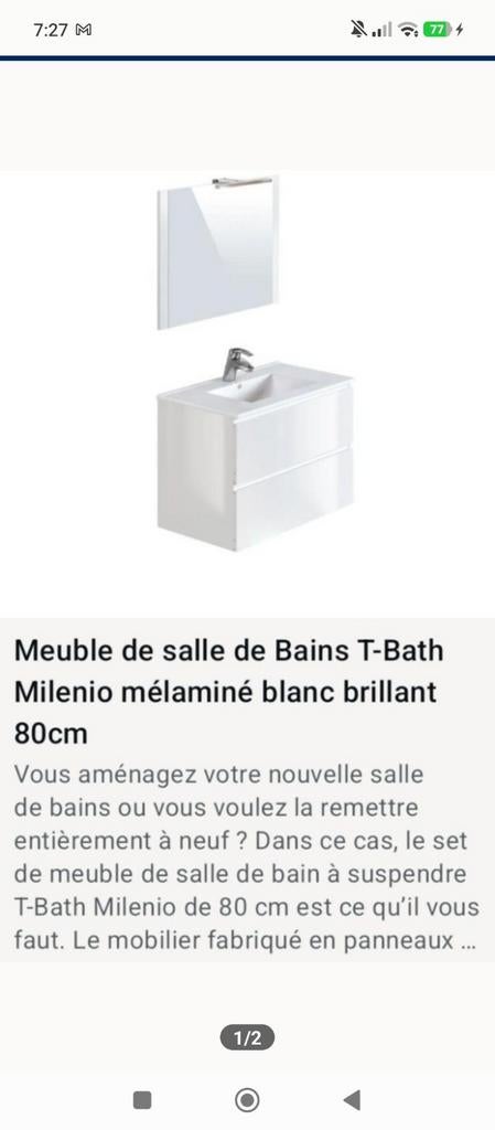 Meuble vasque, miroir et mitigeur, Robinet