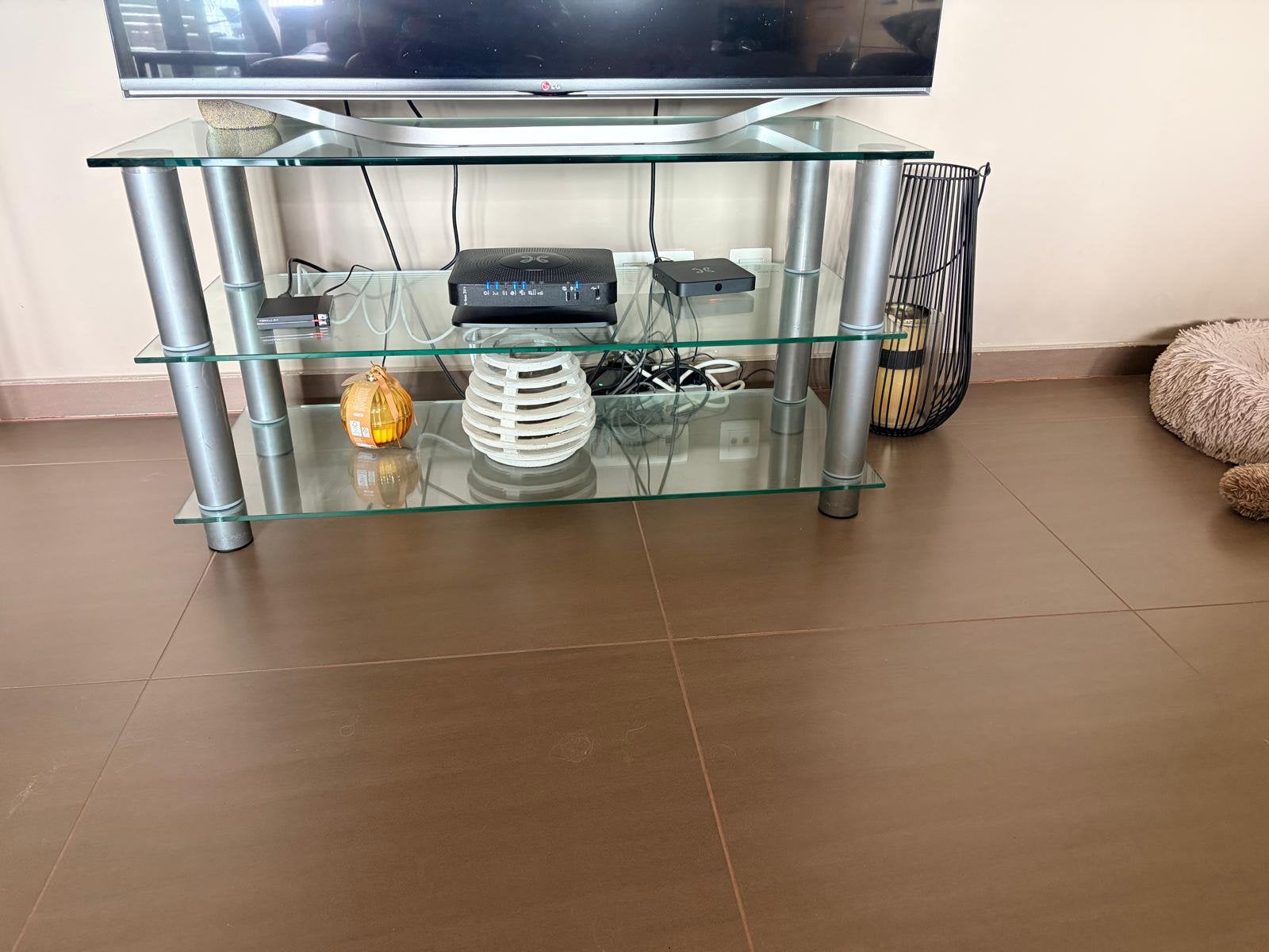 Meuble TV en verre, Maison & Meubles, Enlèvement, Comme neuf, Verre