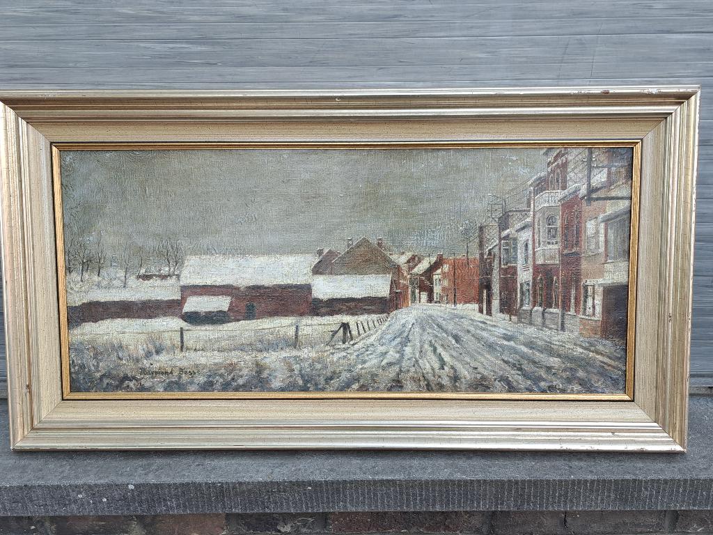Huile sur toile ruelle signe Raymond Besse, Enlèvement ou Envoi
