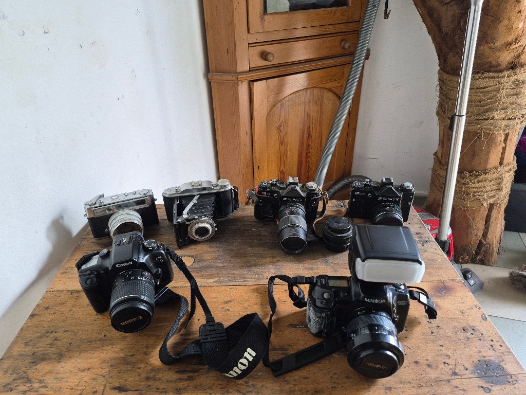 Partij vintage analoge camera's – zie zoekertje, Audio, Tv en Foto, Fotocamera's Analoog, Gebruikt, Overige Merken, Ophalen of Verzenden