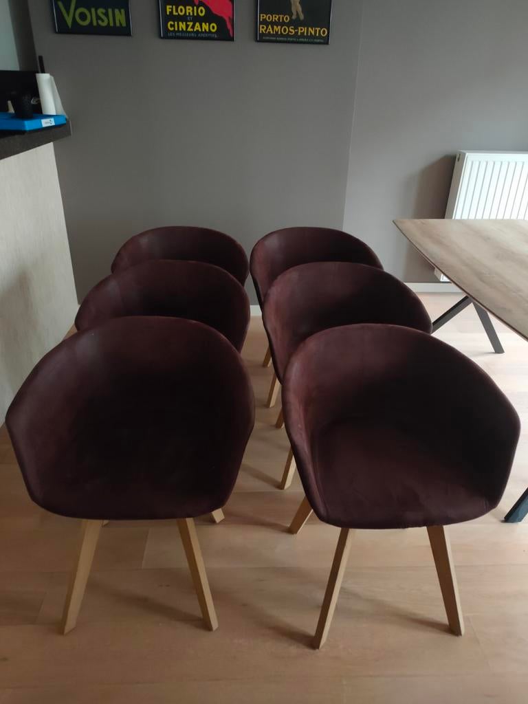 Kuipstoelen leder hout set van 6, Enlèvement, Tissus