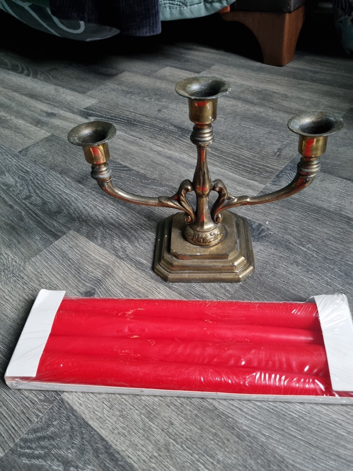 Vintage Messing Kandelaar 3-armig – JMPC – Made in Belgium, Enlèvement