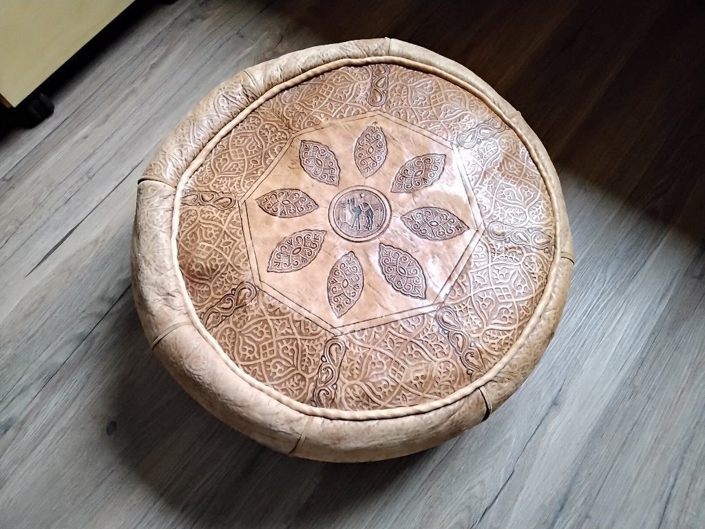 Pouf en cuir marocain, Enlèvement, Utilisé, Cuir, Moins de 50 cm