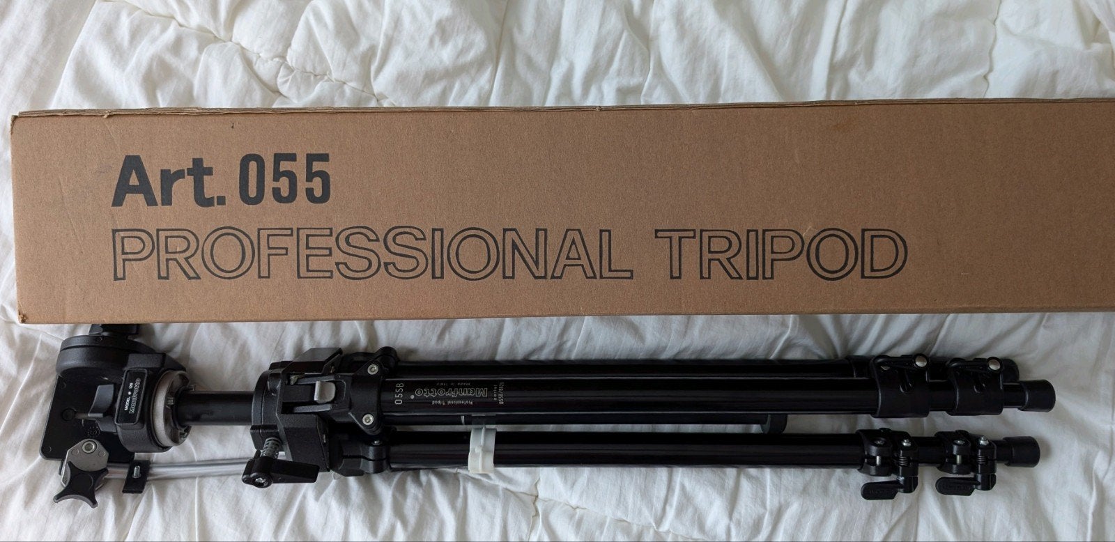 Manfrotto 055B statief met 128 kop / head, Audio, Tv en Foto, Ophalen of Verzenden, 150 tot 175 cm, Manfrotto, Statiefkop