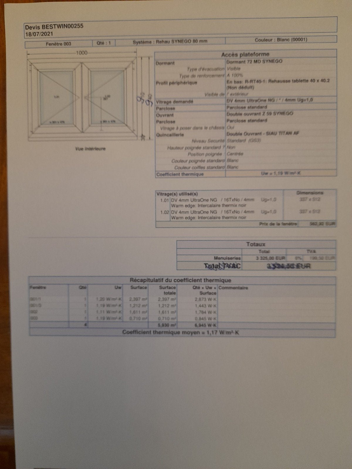 chassis pvc blanc double vitrage 0.950.94 deux battants, Bricolage & Construction, Châssis de fenêtre, 75 à 150 cm, 75 à 150 cm